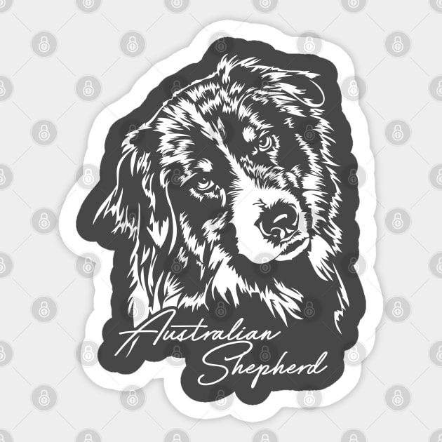 Australian Shepherd Aussie dog portrait Sticker by wilsigns